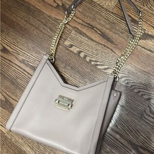 Michael Kors Whitney Taupe Chain-Strap Shoulder Bag